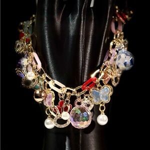 Gold and Resin Charm Bracelet with Multicolor Accents